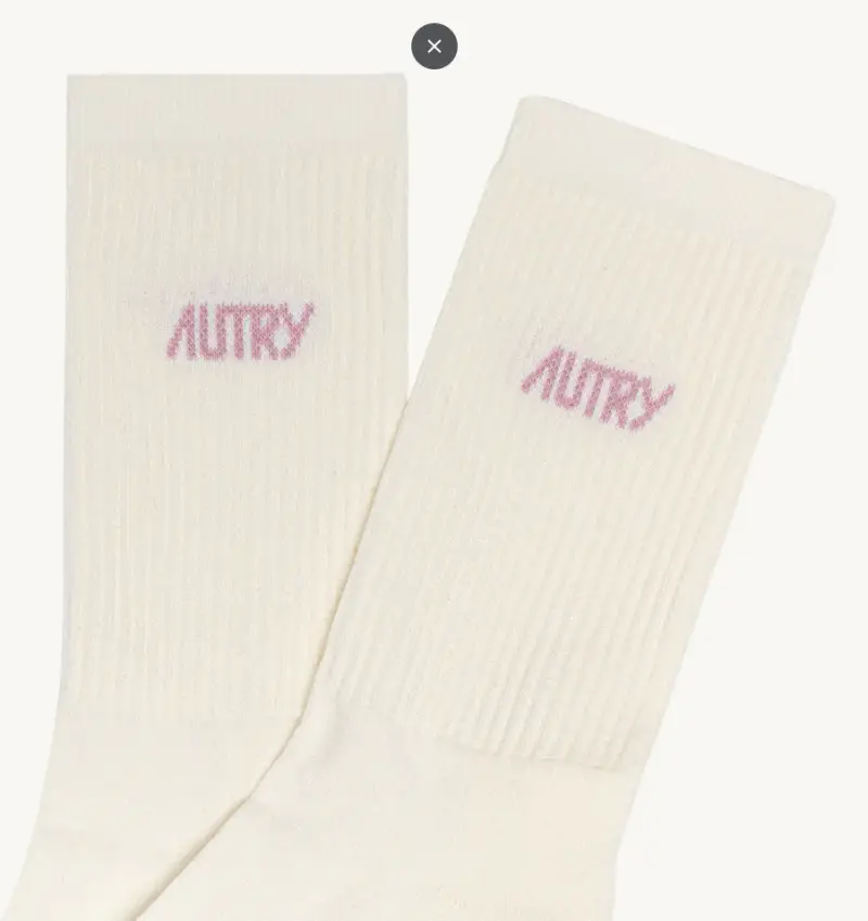 Calzini bianchi con logo rosa miniatura 2