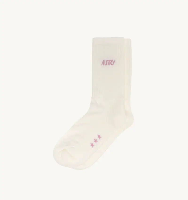 Calzini bianchi con logo rosa