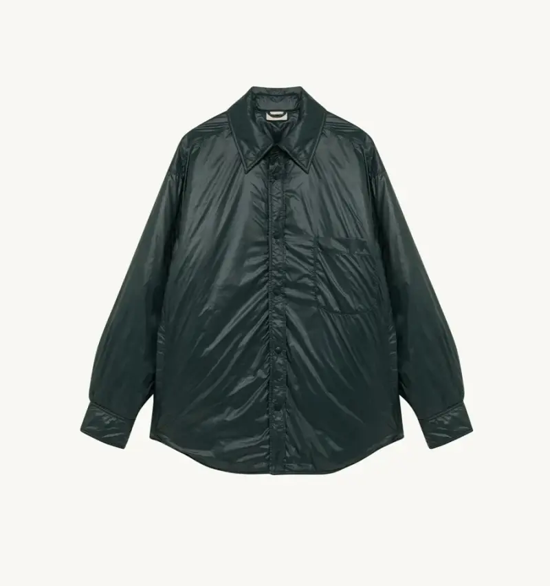 Giacca overshirt in nylon verde scuro
