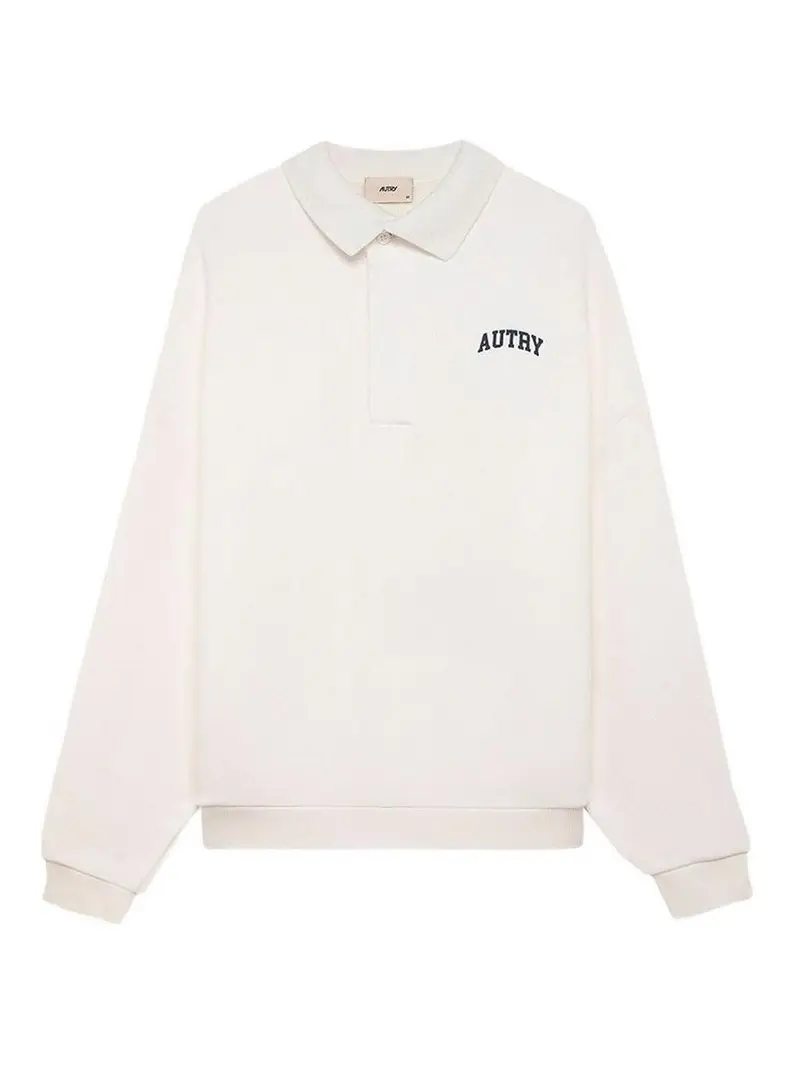 Polo Bianca A Maniche Lunghe Con Logo Bianco