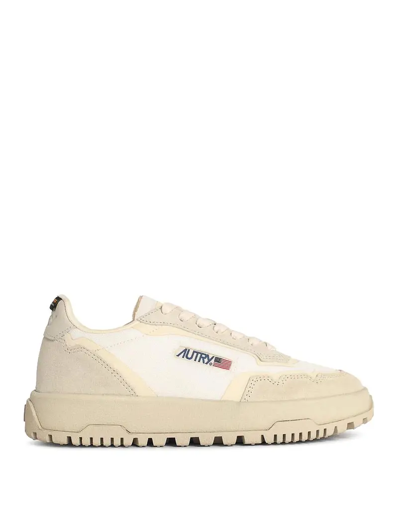 Scneaker basse in misto pelle bianca Wildpace Bianco