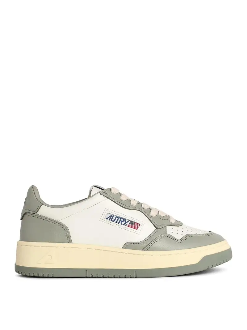 Sneaker basse in pelle verde medaglia