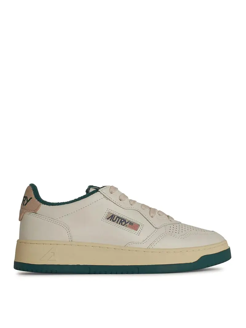 Sneaker in pelle bianca mediale Bianco