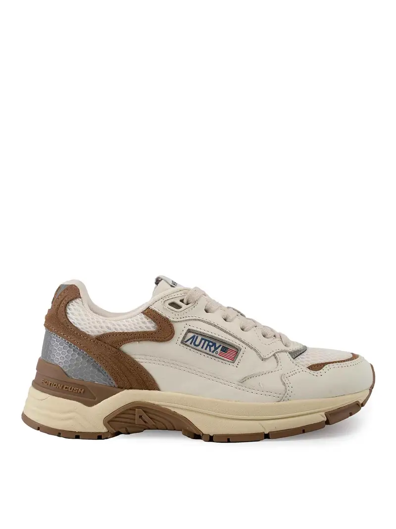 Sneaker iperway in maglia e pelle scamosciata Beige