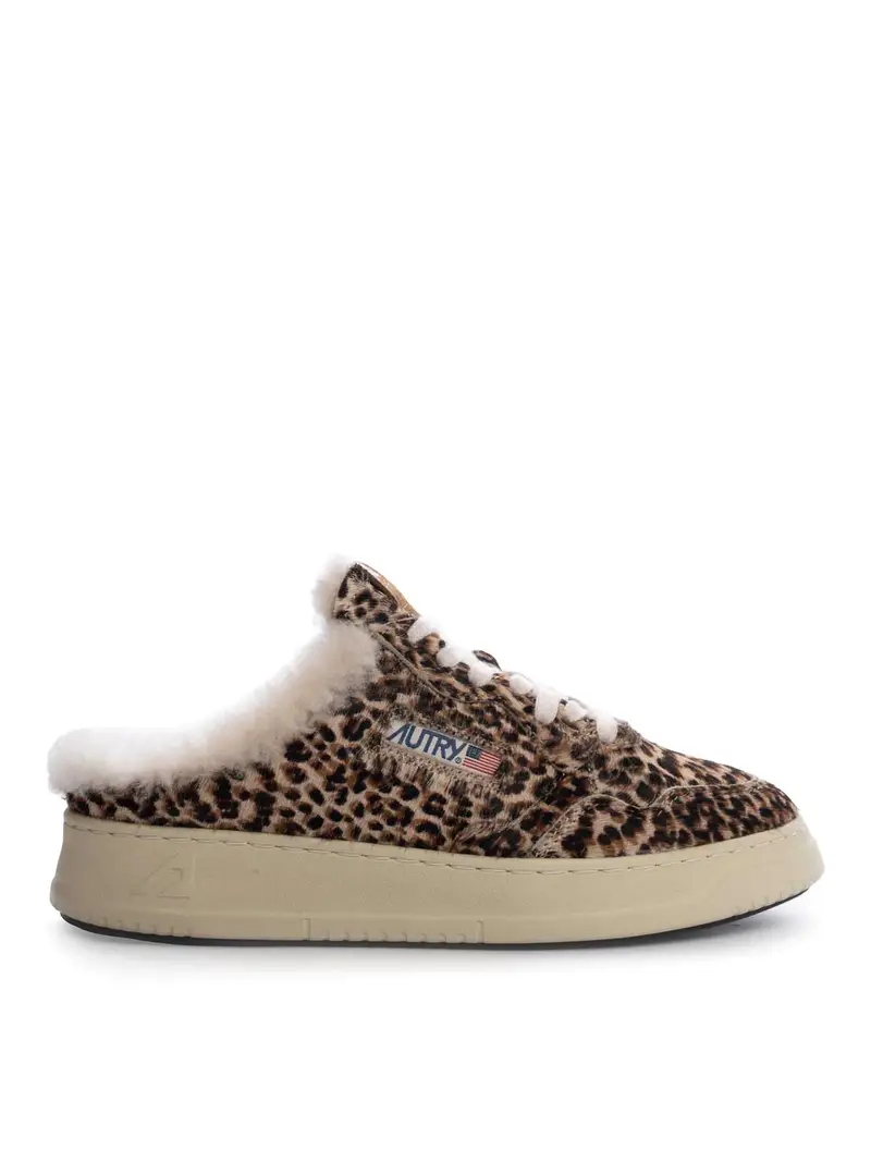 Sneaker muli nella pelle di pony di animale Animalier