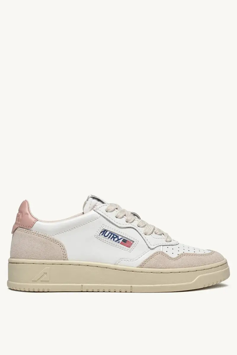 Sneakers Autry Medialist Low Bianco e Rosa Camoscio