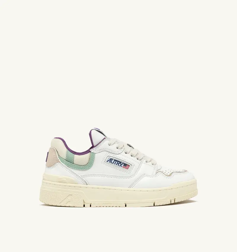 SNEAKERS CLC LOW IN PELLE BIANCA E SUEDE CAMEO GREEn