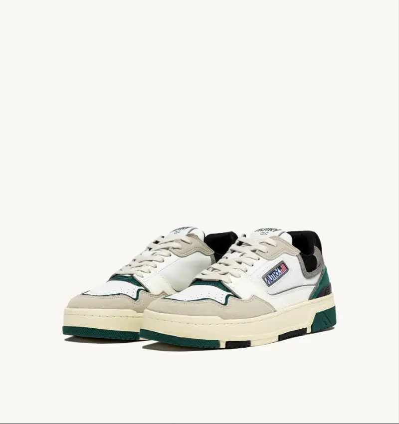 Sneakers clc low in pelle e suede bianco e verde miniatura 2