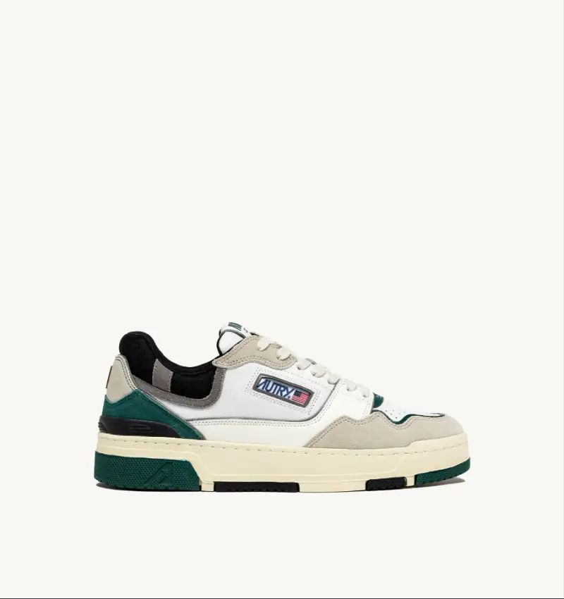 Sneakers clc low in pelle e suede bianco e verde