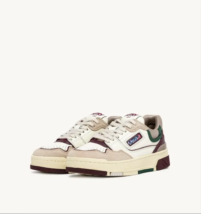 Sneakers clc low suede e pelle avorio e bordeaux miniatura 2