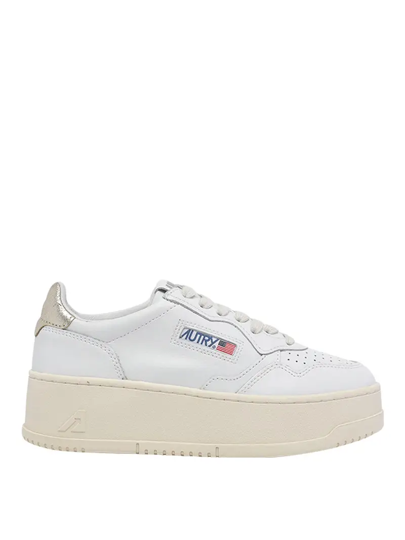 Sneakers con plateau bianche da medaglia Bianco
