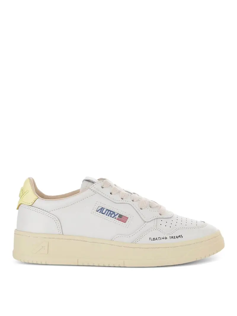Sneakers Da Medaglia In Pelle Bianca E Gialla Bianco