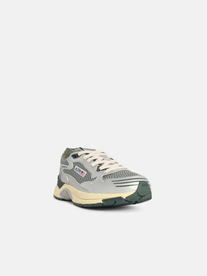 Autry Sneakers Hyperway low in mesh argento e verde miniatura 2