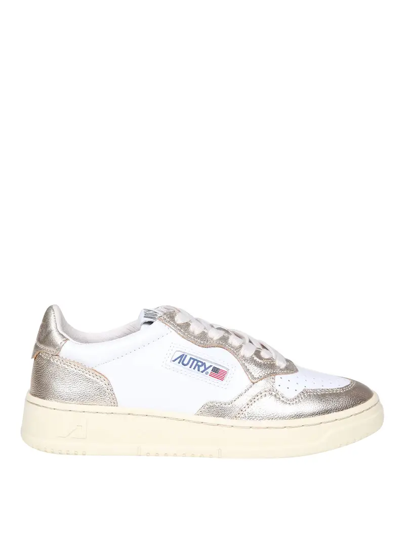 Sneakers in pelle colore bianco e platino