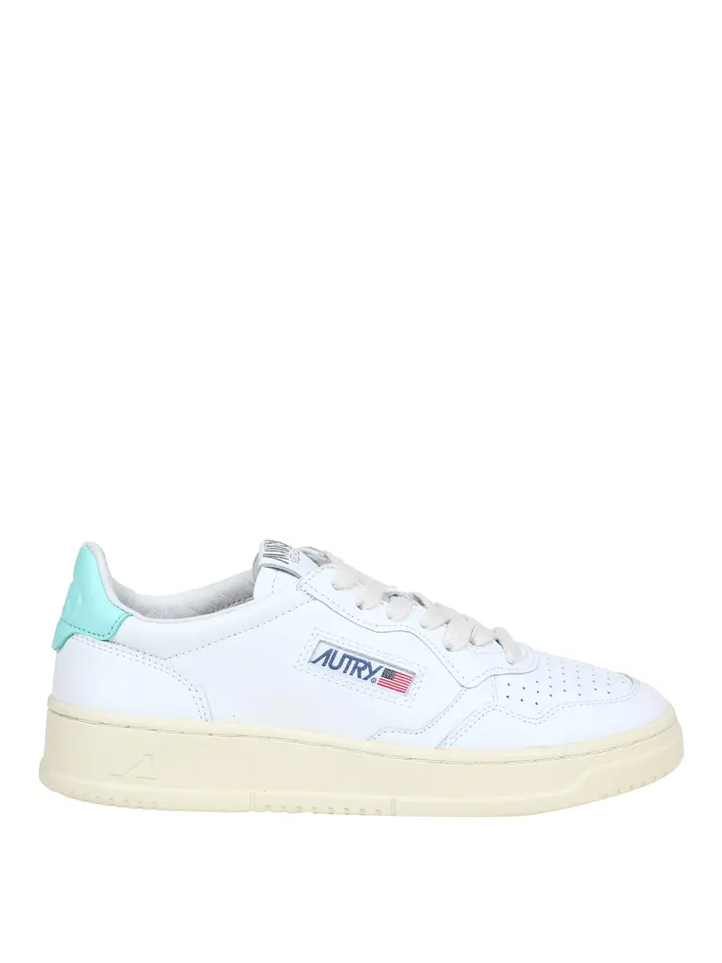 Sneakers in pelle colore bianco e turchese