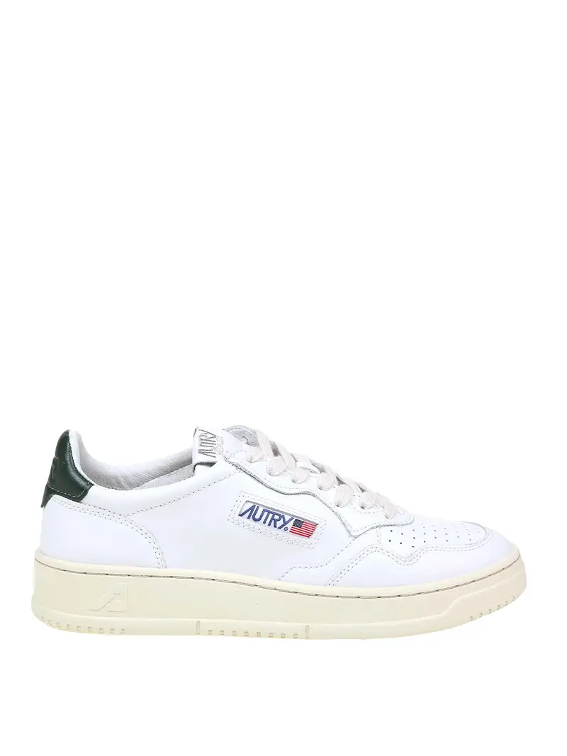 Sneakers in pelle colore bianco e verde