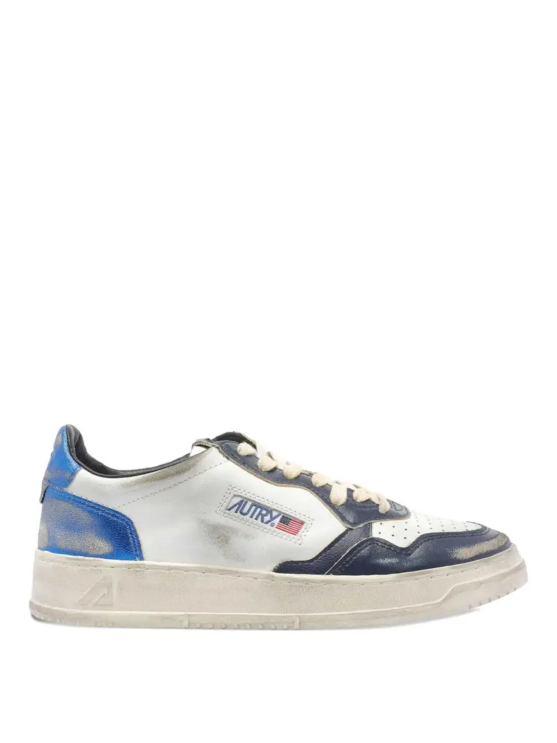 Sneakers In Pelle Con Logo Bianco