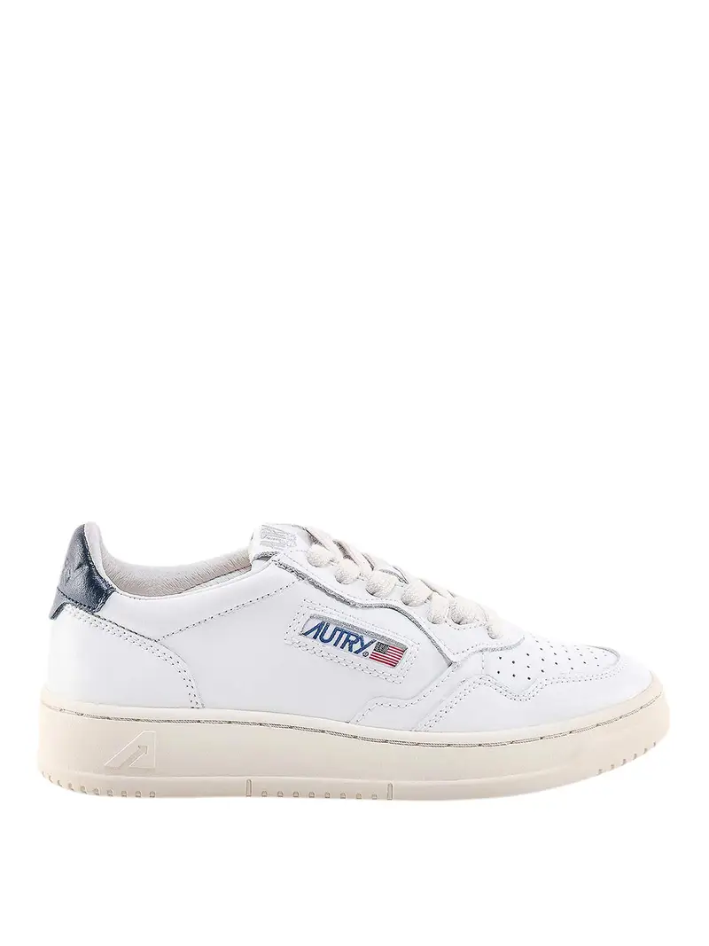 Sneakers in pelle con patch Bianco