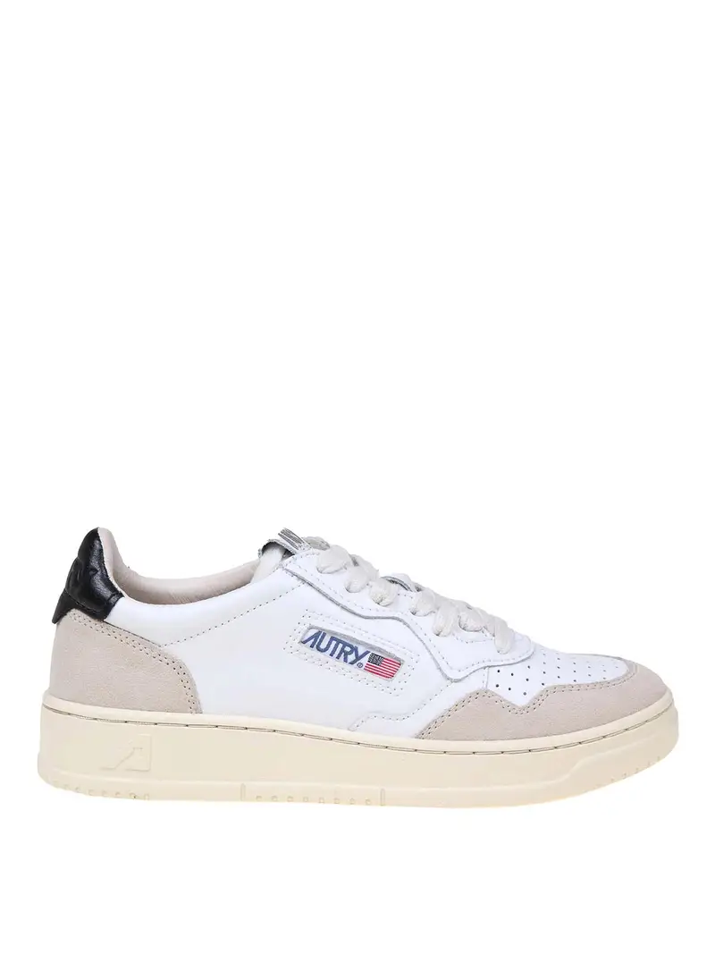 sneakers in pelle e camoscio bianco e nero