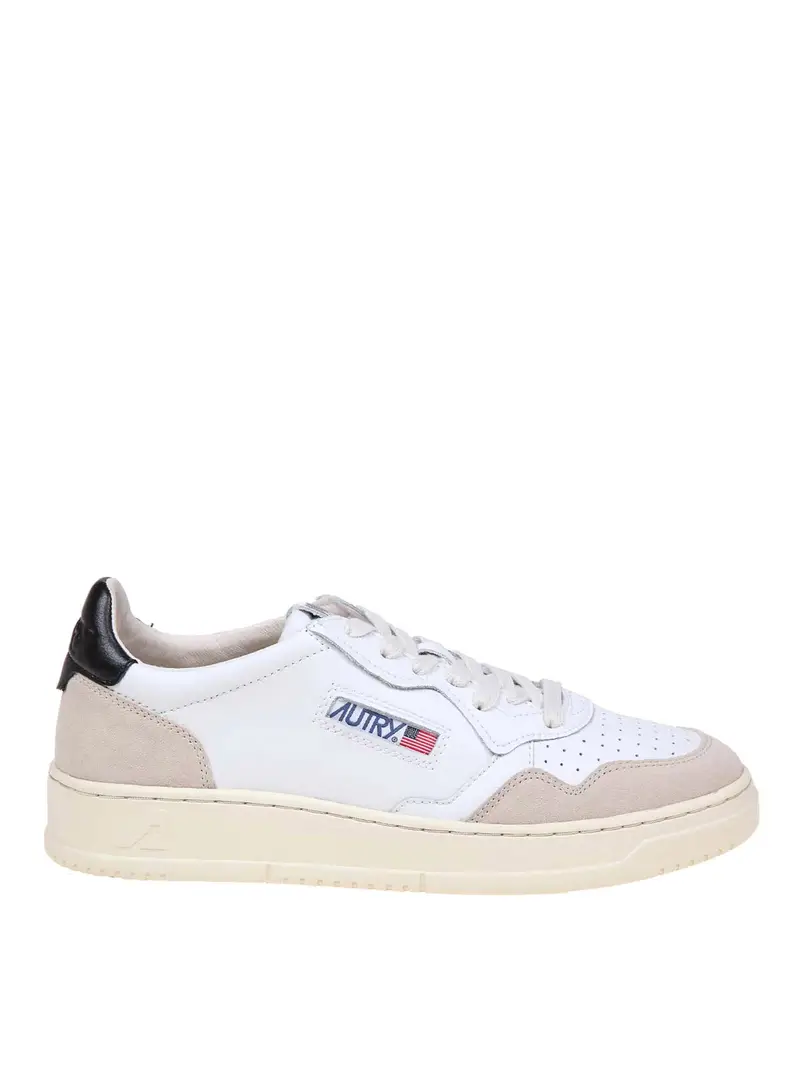 sneakers in pelle e camoscio bianco e nero