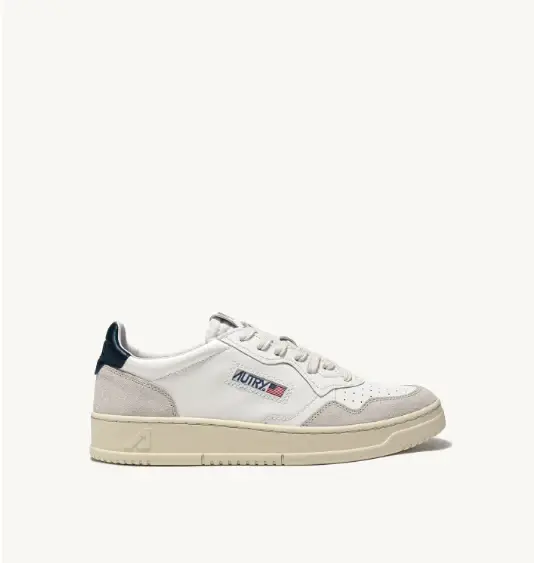 Sneakers medalist in pelle e suede bianco e blu