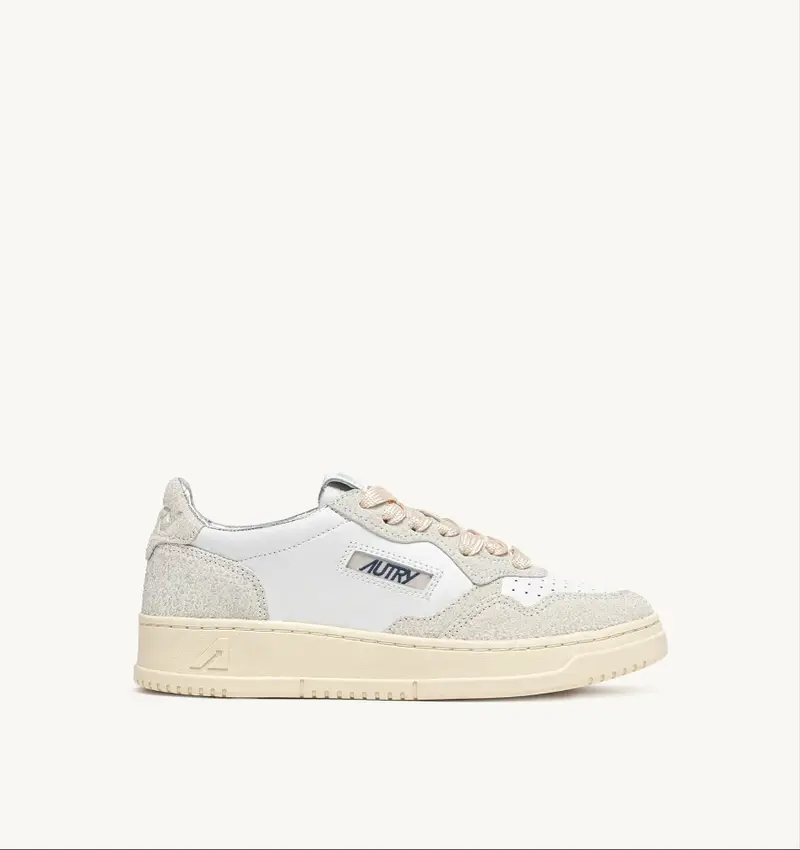 Sneakers medalist low bianco e glitter