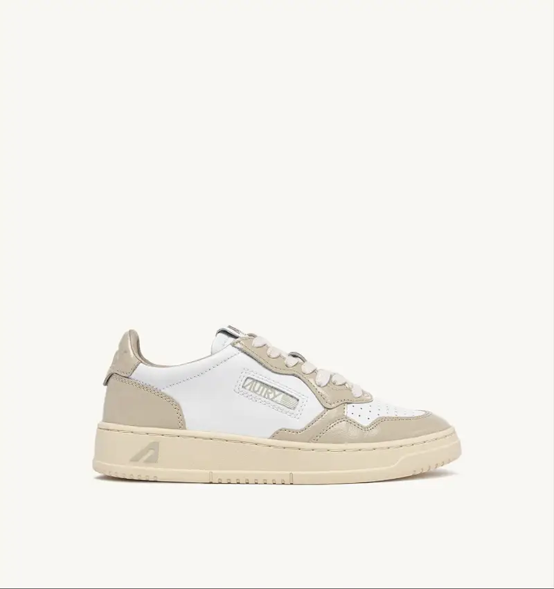 Sneakers medalist low bicolor bianco e beige