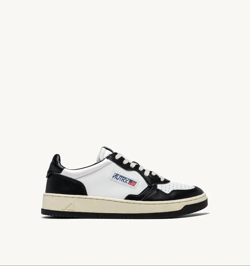 Sneakers medalist low bicolor in pelle bianca e nera Bianco