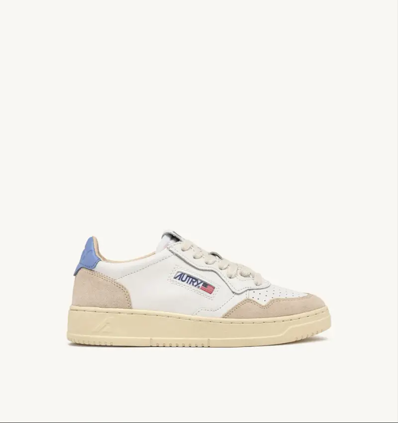 Sneakers medalist low con nabuck bianco e lavanda