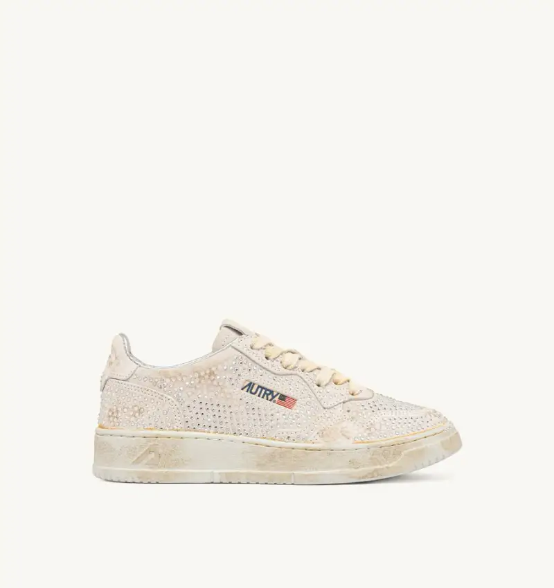 Sneakers medalist low crystal strass bianco
