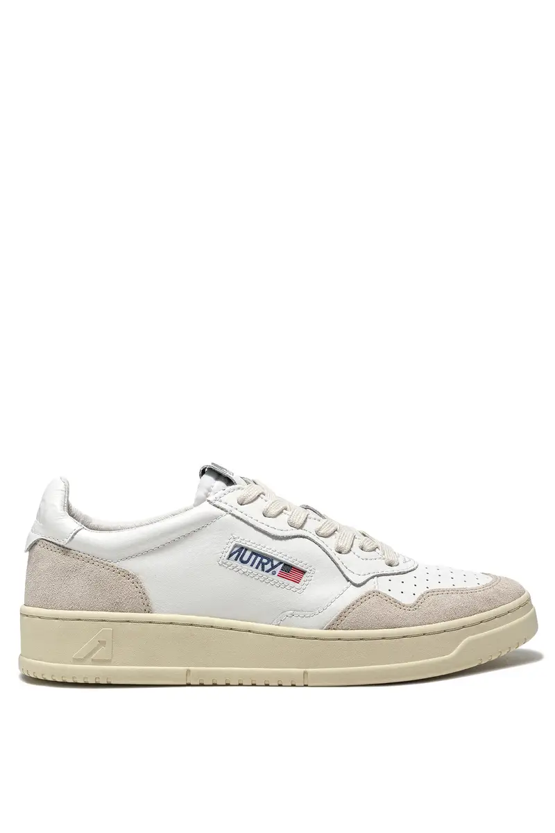 SNEAKERS MEDALIST LOW IN PELLE BIANCA E SUEDE BEIGE Bianco