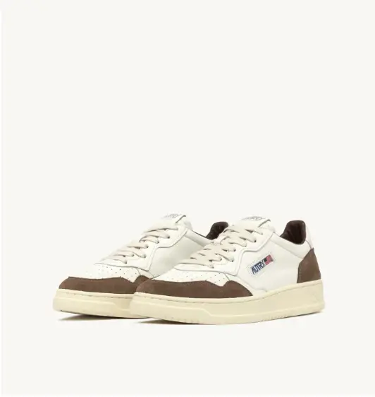 Sneakers medalist low in pelle bianca e suede tobacco Bianco miniatura 2