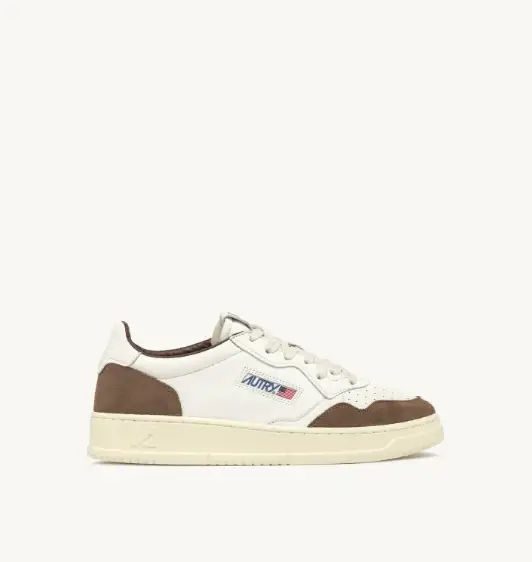 Sneakers medalist low in pelle bianca e suede tobacco Bianco