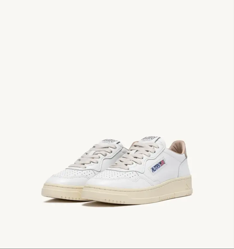 Sneakers medalist low in pelle bianco e beige miniatura 2