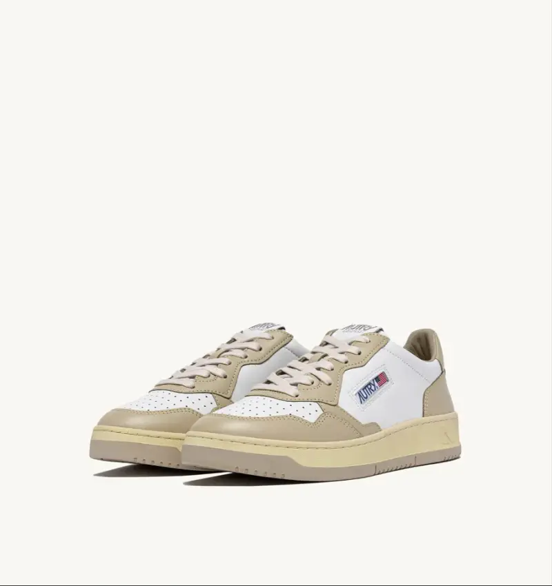 Sneakers medalist low in pelle bicolor bianco e beige miniatura 2