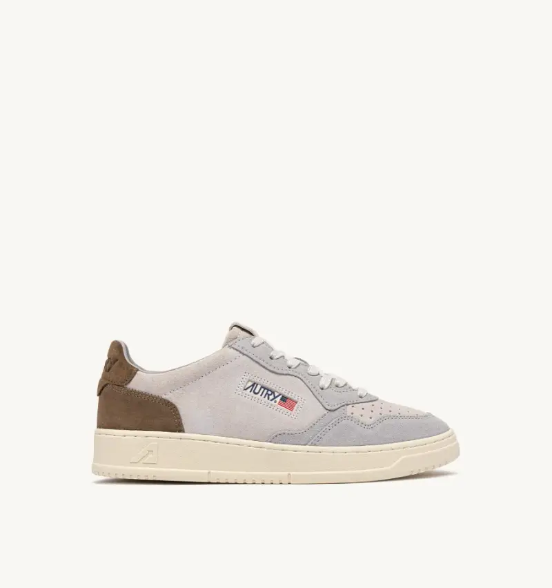 Sneakers medalist low tricolor in suede e marrone
