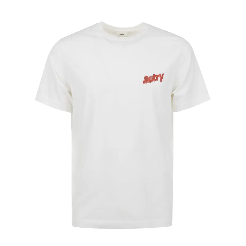 t-shirt uomo in jersey di cotone bianco con doppio logo