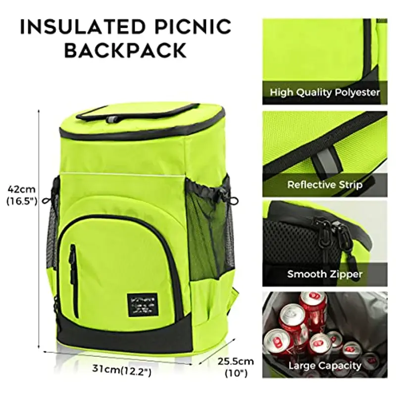 AUXDIQ Zaino da Picnic 30 Litri Zaino Termico Porta Pranzo Borsa Frigo Isoterma per Campeggio Barbecue miniatura 2