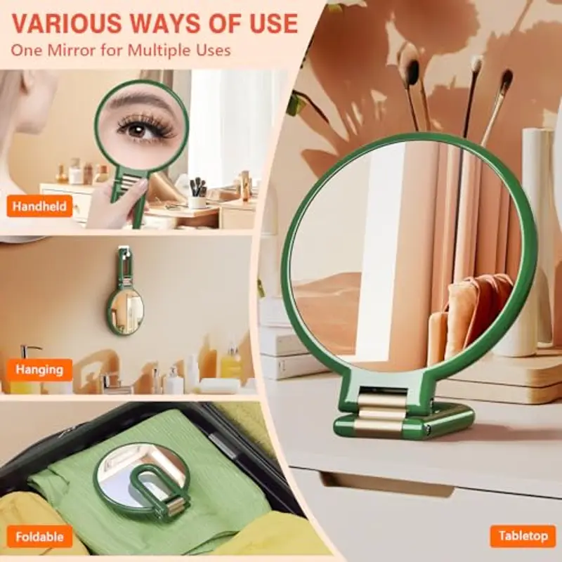 Auxmir Specchio Ingranditore Bifacciale 30X/1X, Specchio a Mano 14CM, Alta Definizione, Portatile, Pieghevole miniatura 2