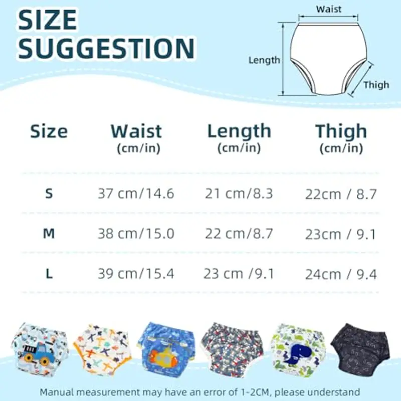 AUYAO 6 PZ Mutandine di Apprendimento Bambino, Bambini Pantaloni da Vasino, Unisex Bambino Mutandine di Apprendimento miniatura 2