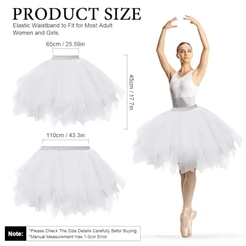 AUYAO Gonne da Donna Tutu, Dress Ballet Petticoat in Tulle a 3 Strati, Costume da Festa di Carnevale di Halloween Tutu miniatura 2