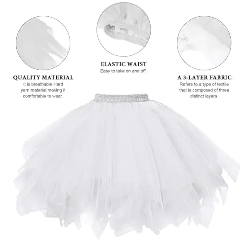 AUYAO Gonne da Donna Tutu, Dress Ballet Petticoat in Tulle a 3 Strati, Costume da Festa di Carnevale di Halloween Tutu miniatura 3