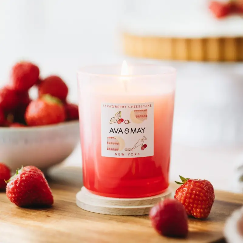 Candele Cheesecake alla fragola 180g - - Candele profumate miniatura 3