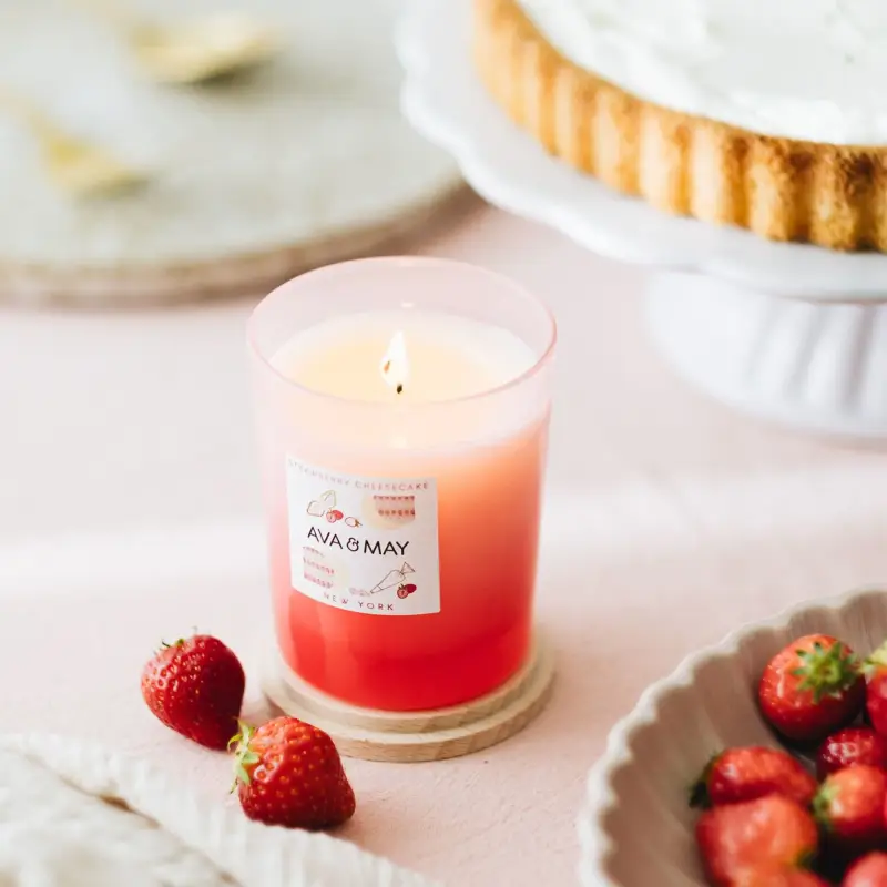 Candele Cheesecake alla fragola 180g - - Candele profumate miniatura 4
