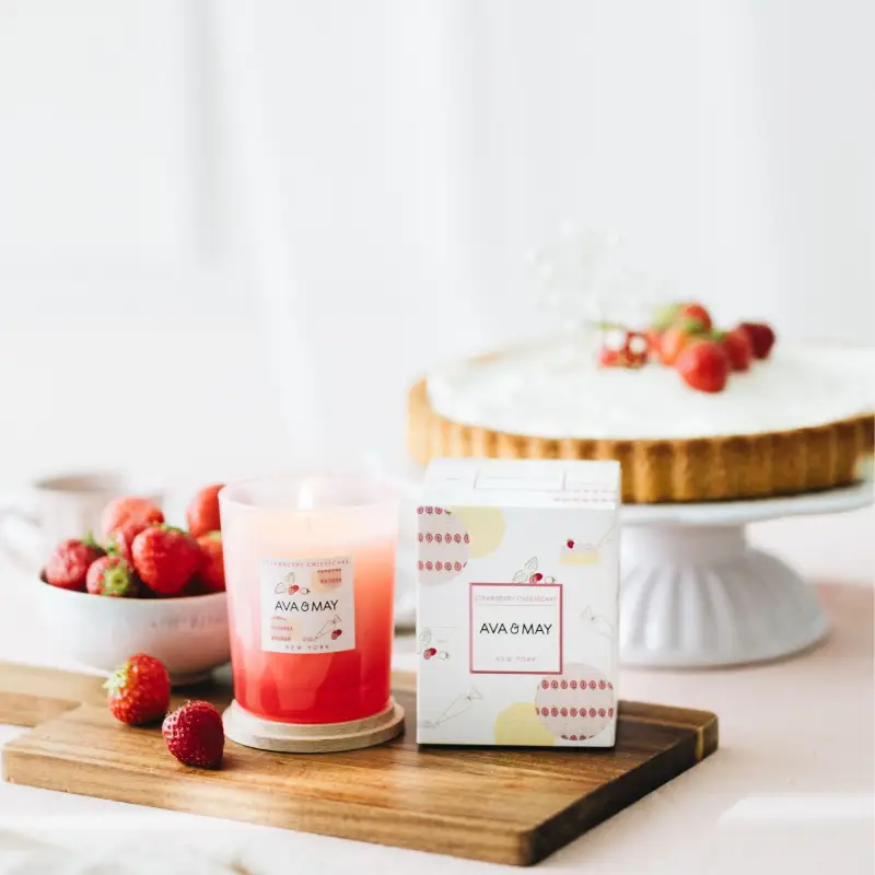Candele Cheesecake alla fragola 180g - - Candele profumate miniatura 5