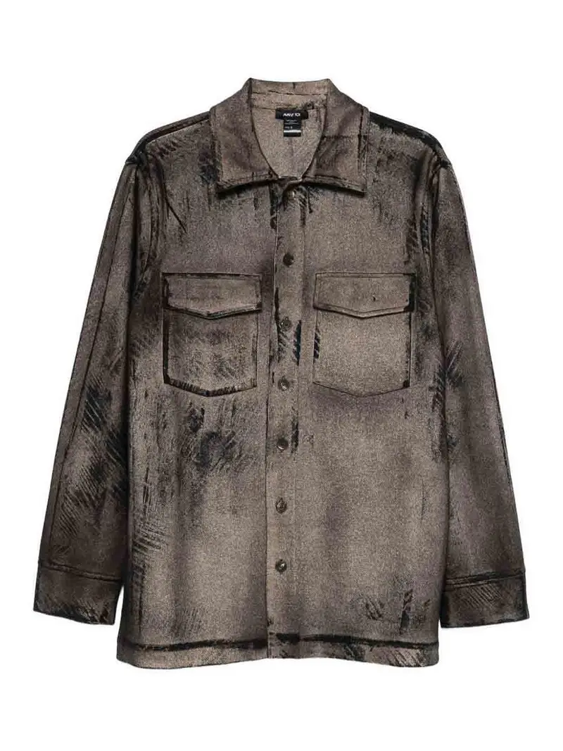 Camicia In Misto Lana E Cashmere Marrone