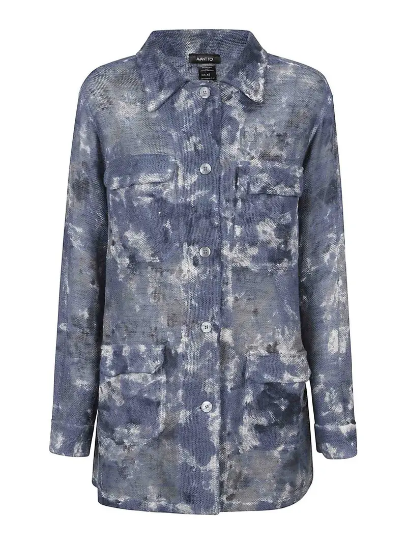 Lino e giacca di cotone Blu