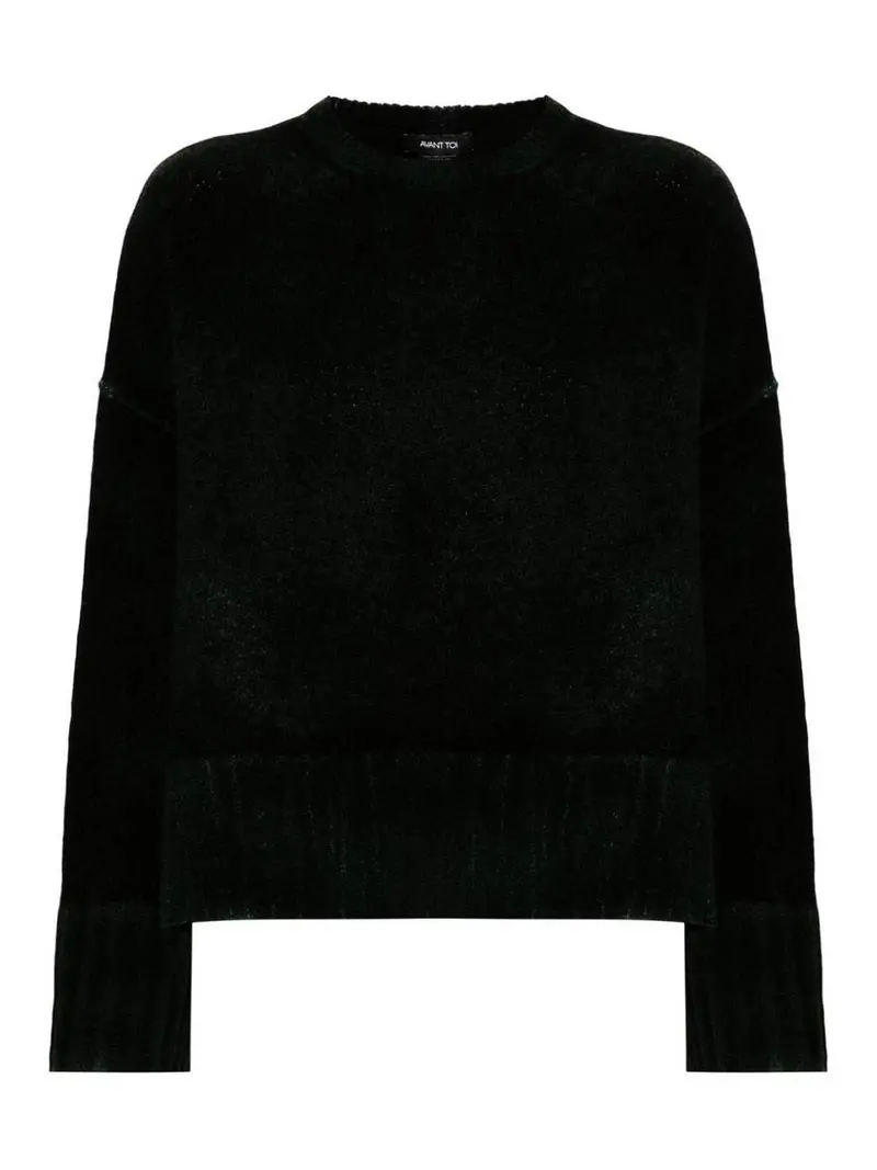 Maglione Girocollo In Misto Lana E Cashmere Verde Scuro