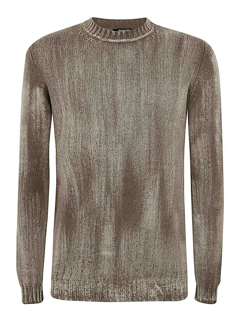 Pullover girocollo con effetto tono su tono Marrone
