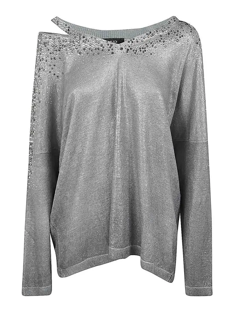 Pullover in cotone e lino Bianco